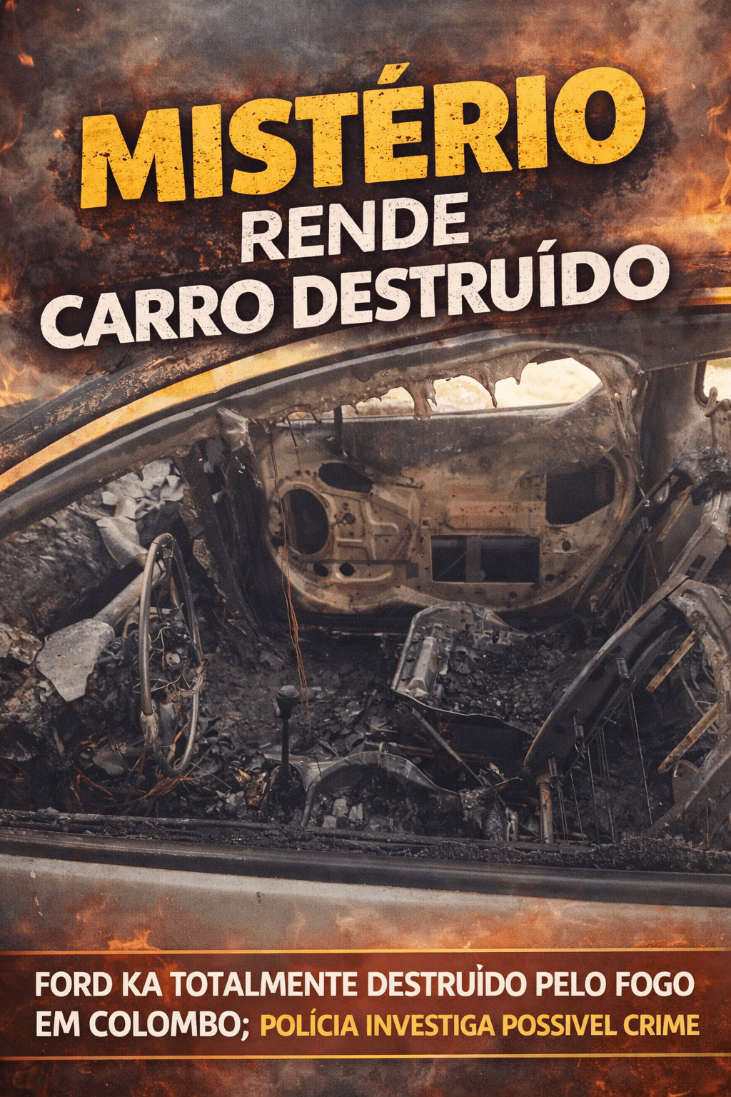 Ford Ka é destruído por incêndio em frente a residência e causa apreensão em Colombo