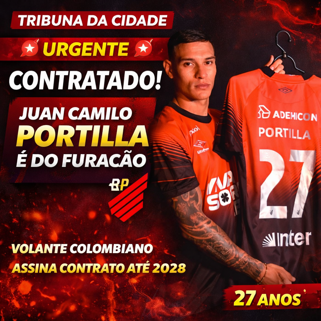 Athletico anuncia contratação do volante colombiano Juan Camilo Portilla até 2028