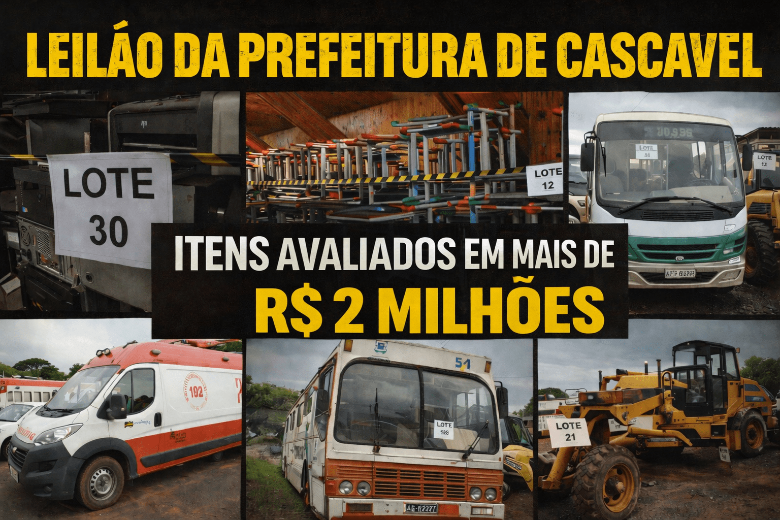Prefeitura de Cascavel abre visitação para leilão de bens inservíveis avaliados em mais de R$ 2 milhões
