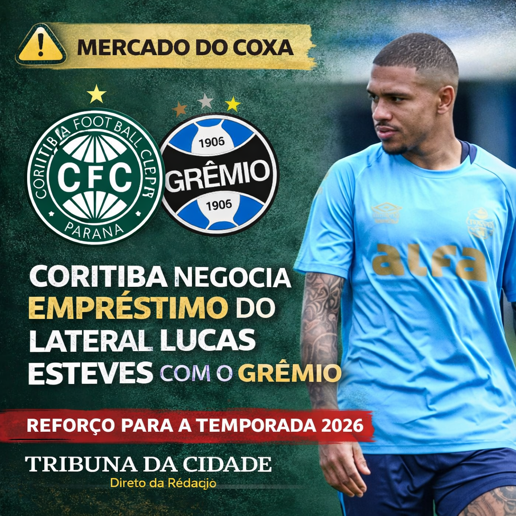 Coritiba negocia empréstimo do lateral-esquerdo Lucas Esteves, do Grêmio