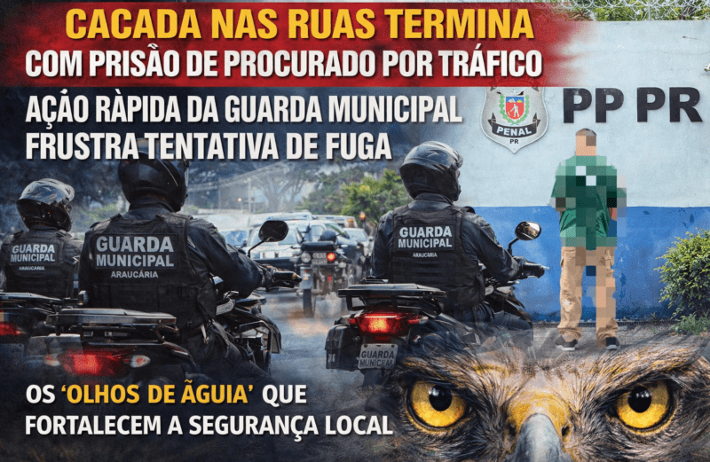 CAÇADA NAS RUAS TERMINA COM PRISÃO DE PROCURADO POR TRÁFICO — AÇÃO RÁPIDA DA GUARDA MUNICIPAL FRUSTRA TENTATIVA DE FUGA