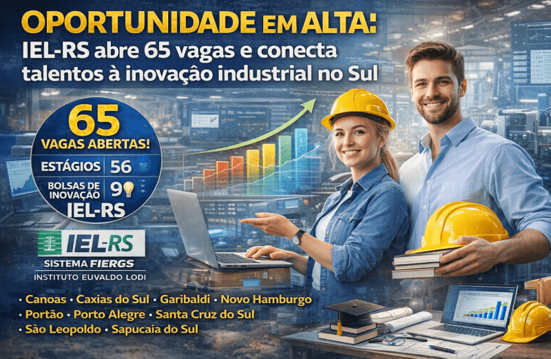 OPORTUNIDADE EM ALTA: IEL-RS abre 65 vagas e conecta talentos à inovação industrial no Sul