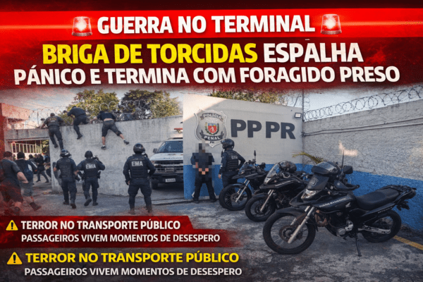 BRIGA DE TORCIDA TERMINA COM PRISÃO DE FORAGIDO NO TERMINAL CENTRAL DE ARAUCÁRIA