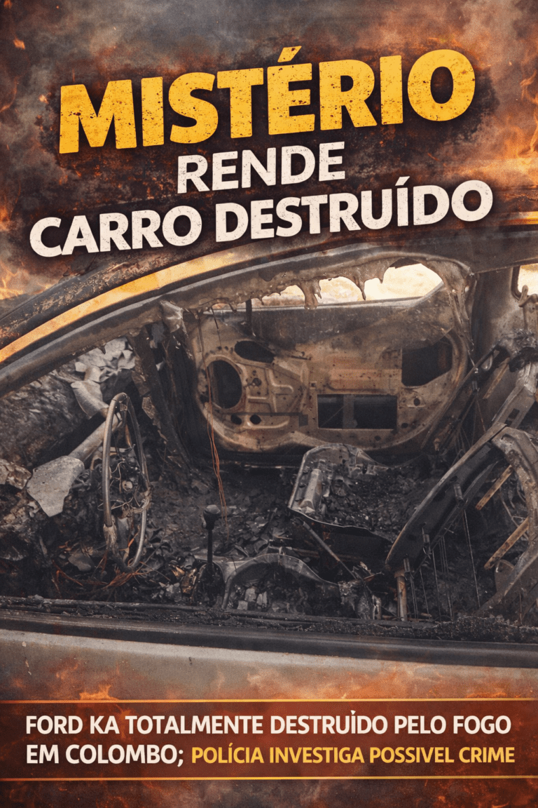 Carro destruído em incêndio no Colombo