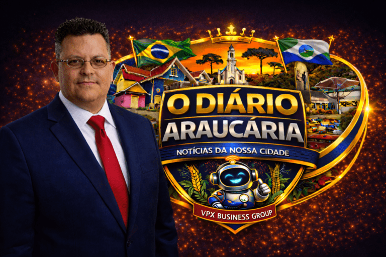 Marcello Sampaio ao lado do logo