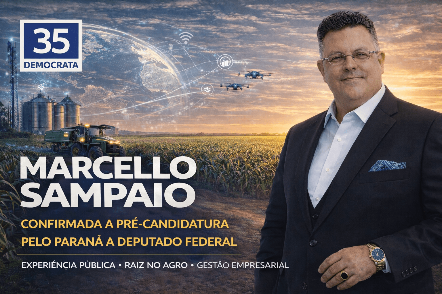 Marcello Sampaio alia experiência pública e trajetória empresarial em pré-candidatura à Câmara Federal