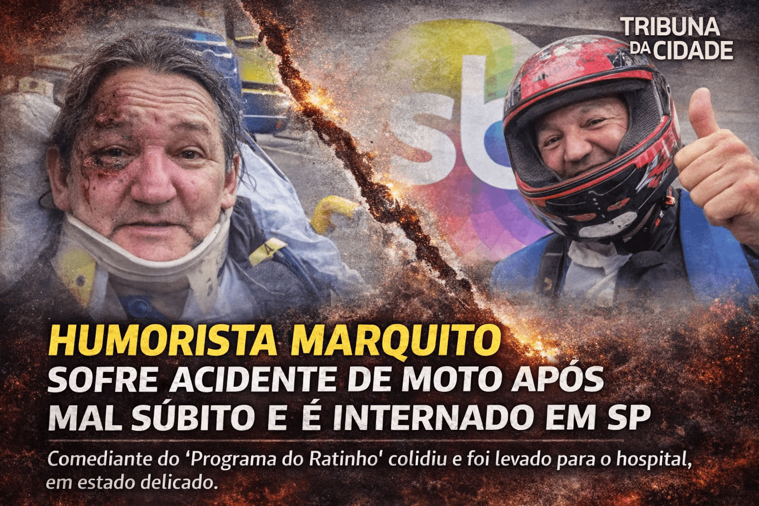 Humorista Marquito sofre acidente de moto após mal súbito e é internado em São Paulo
