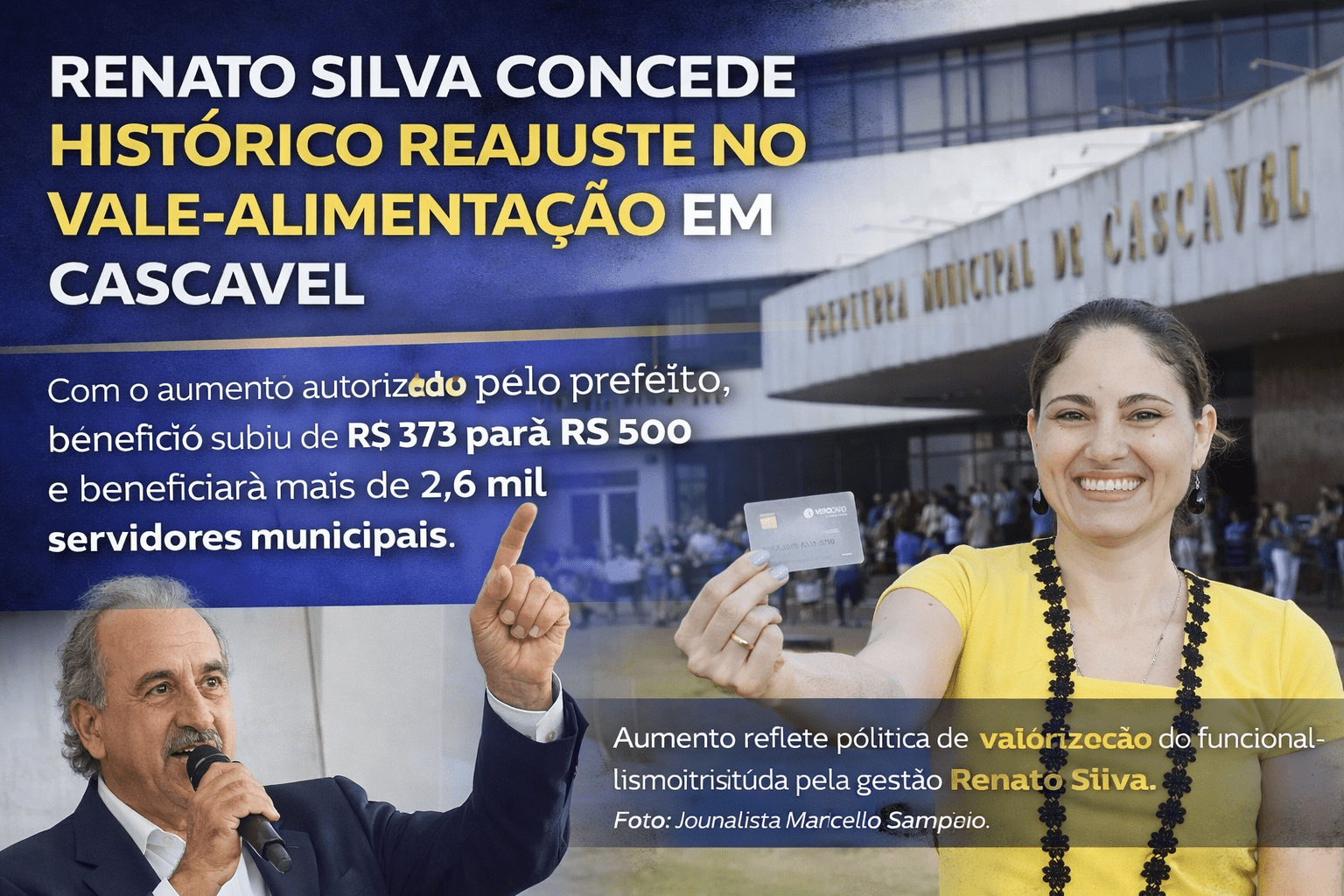 Renato Silva autoriza reajuste histórico no vale-alimentação e amplia benefício a mais de 2,6 mil servidores em Cascavel
