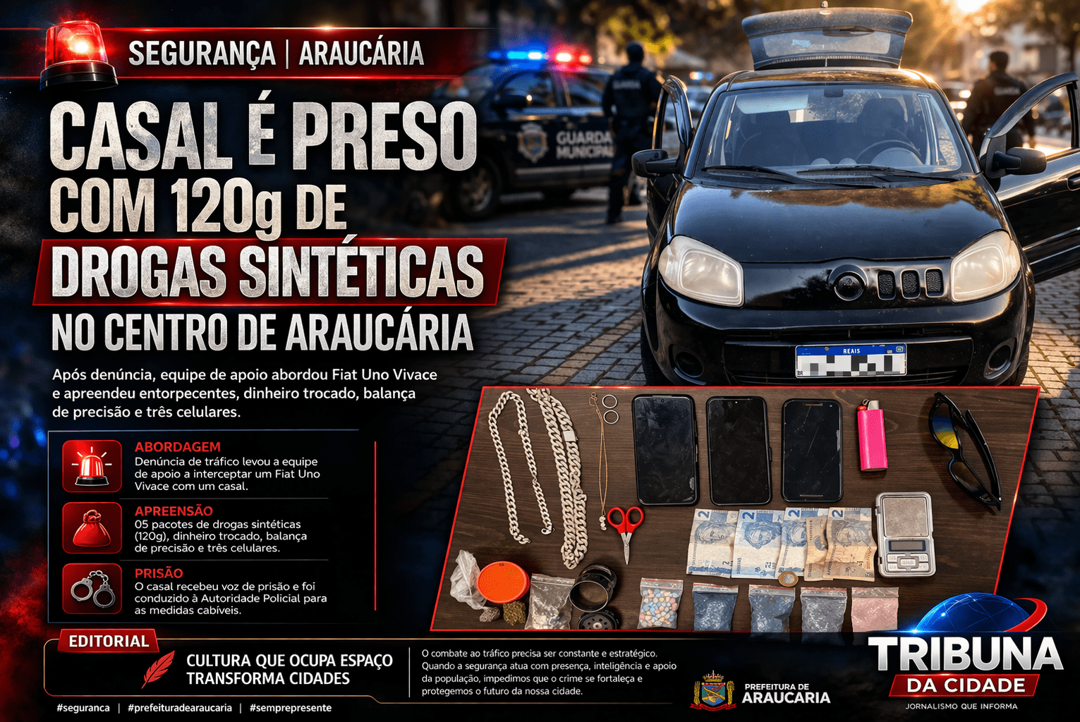 Casal preso com drogas em Araucária