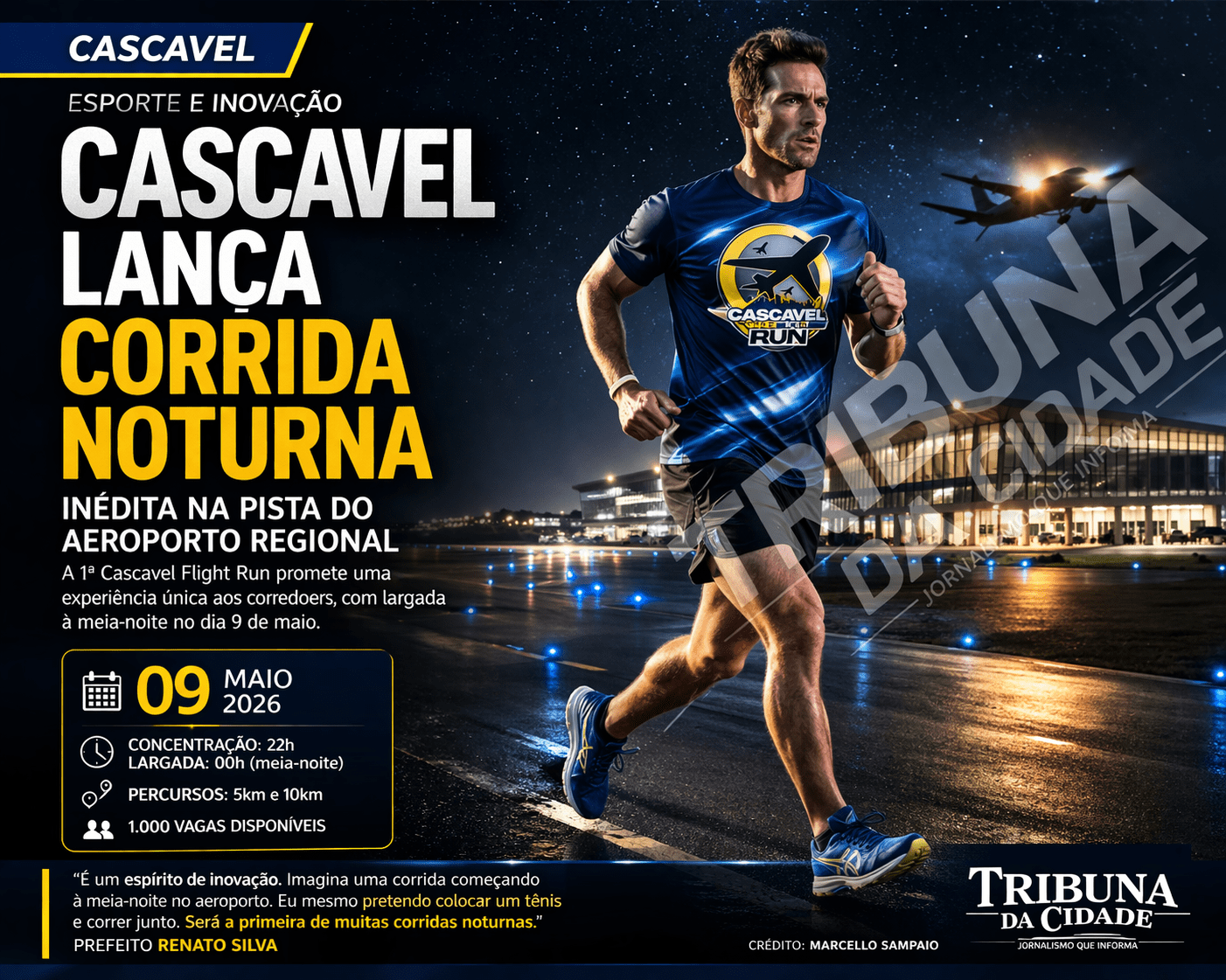 Corrida noturna no aeroporto de Cascavel