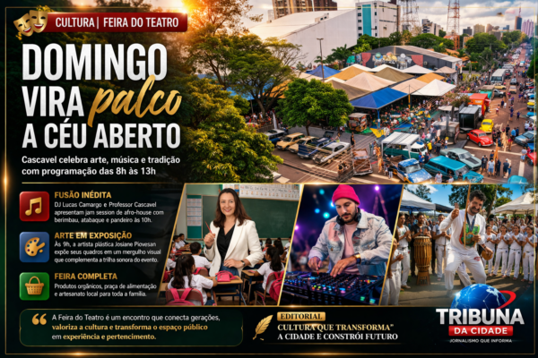 CULTURA | DOMINGO GANHA NOVO RITMO EM CASCAVEL: FEIRA DO TEATRO VIRA PALCO DE ARTE, MÚSICA E TRADIÇÃO