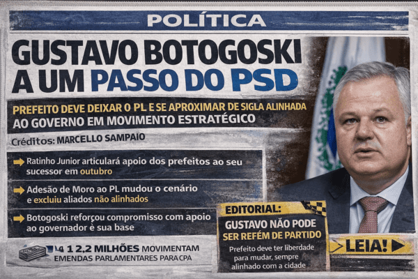 GUSTAVO BOTOGOSKI DEVE DEIXAR O PL E SE APROXIMAR DO PSD EM MOVIMENTO ALINHADO AO GOVERNO DO ESTADO
