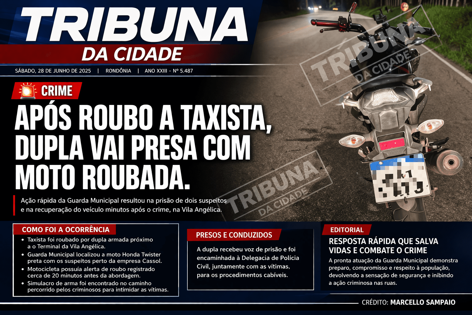 Manchete do crime e ação policial