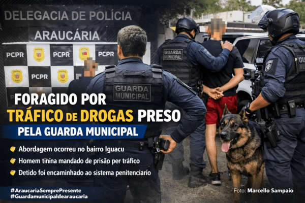SEGURANÇA PÚBLICA | Foragido por tráfico de drogas é preso pela Guarda Municipal durante patrulhamento no bairro Iguaçu