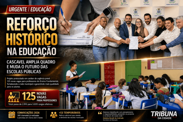 EDUCAÇÃO | CASCAVEL AVANÇA E AMPLIA QUADRO: 125 NOVAS VAGAS PARA PROFESSORES REFORÇAM ENSINO PÚBLICO