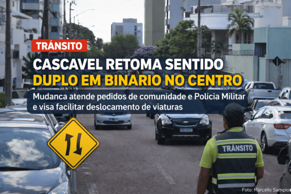 TRÂNSITO | Cascavel retoma sentido duplo em binário no Centro após pedidos da comunidade e da Polícia Militar
