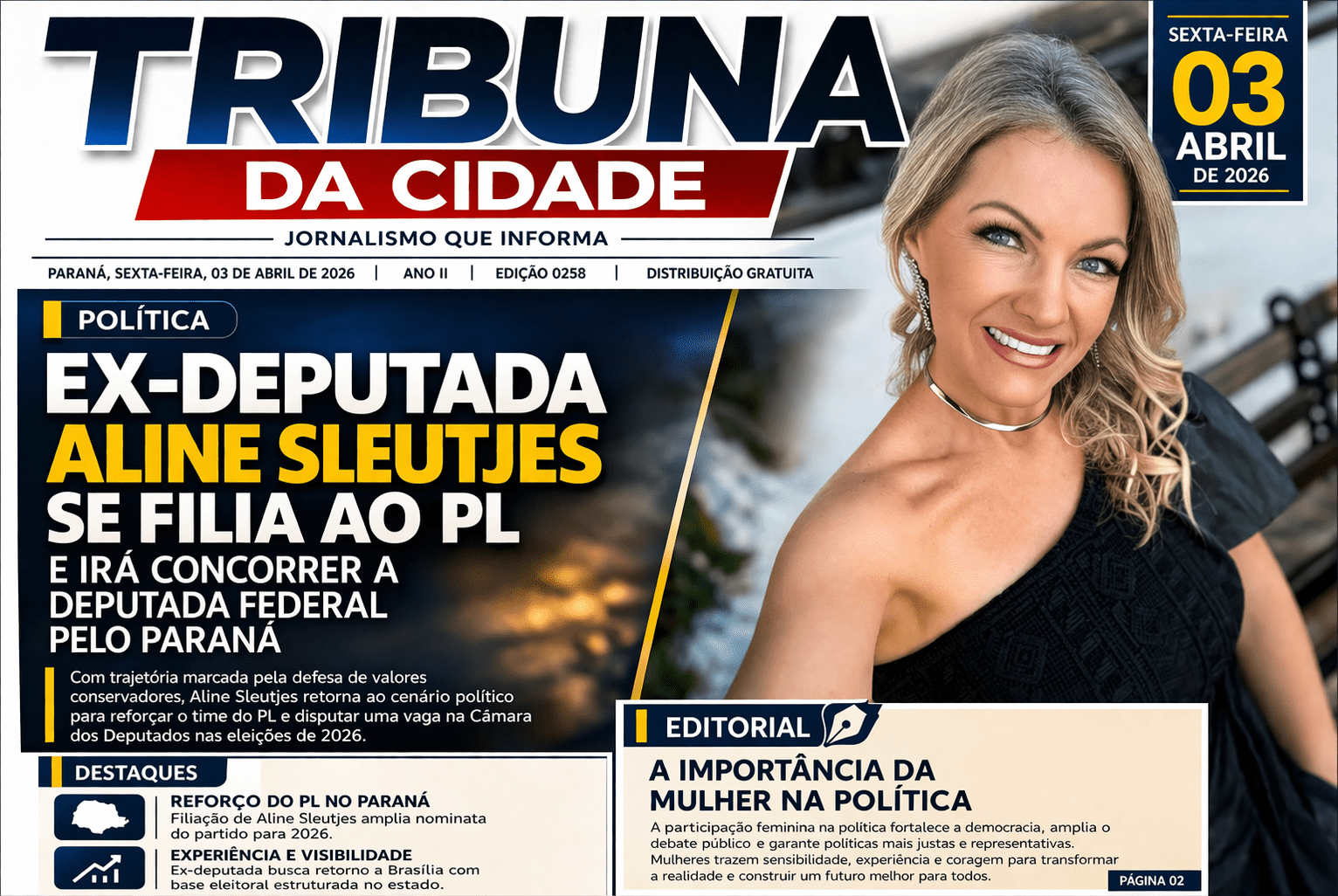 Capa do jornal TRIBUNA sobre Aline Sleutjes (1)