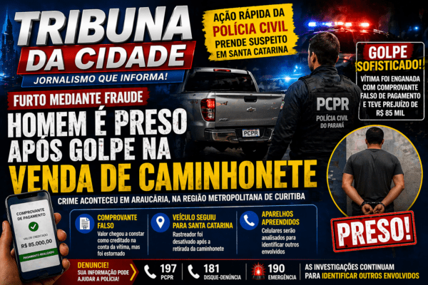POLÍCIA CIVIL PRENDE SUSPEITO DE GOLPE EM VENDA DE VEÍCULO E INVESTIGA POSSÍVEL ORGANIZAÇÃO CRIMINOSA
