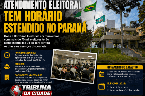 ATENDIMENTO ELEITORAL TEM HORÁRIO ESTENDIDO NO PARANÁ ATÉ 6 DE MAIO
