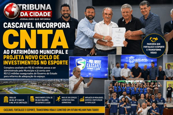 Cascavel incorpora CNTA ao patrimônio municipal e projeta novo ciclo de investimentos no esporte