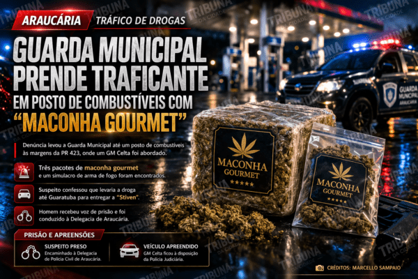 TRÁFICO DE DROGAS EM POSTO DE COMBUSTÍVEIS TERMINA EM PRISÃO EM ARAUCÁRIA