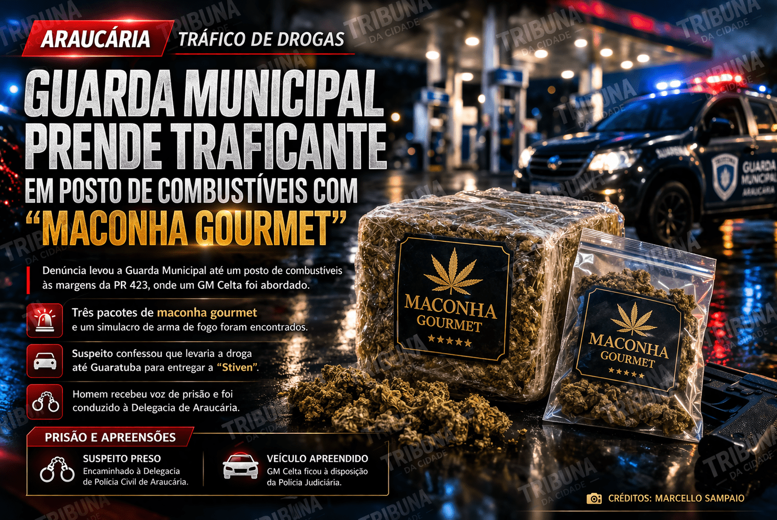 Guardas municipais prendem traficante em Araucária