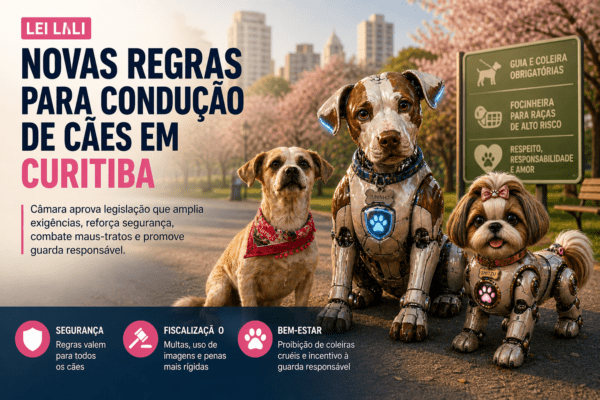 Câmara de Curitiba aprova nova legislação para condução de cães e amplia regras de segurança em espaços públicos