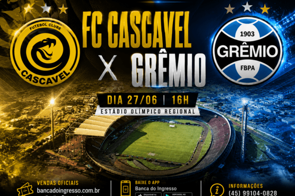 CORRIDA POR INGRESSOS | Alta demanda faz organização transferir vendas de FC Cascavel x Grêmio exclusivamente para plataforma digital