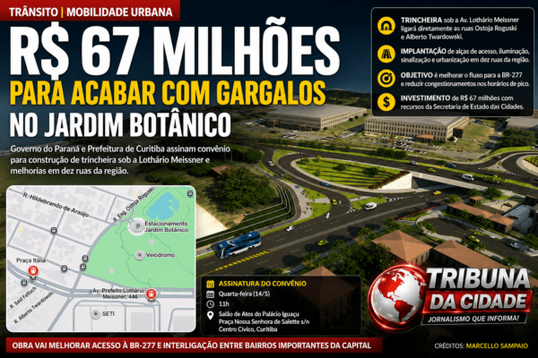 MOBILIDADE URBANA | Governo do Paraná e Prefeitura de Curitiba firmam convênio de R$ 67 milhões para novo complexo viário no Jardim Botânico
